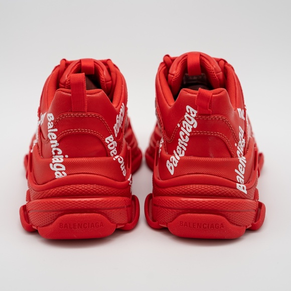 size 8 us 41eu - Balenciaga Triple S All Over Tomato Red White Allover Print - Picture 5 of 14
